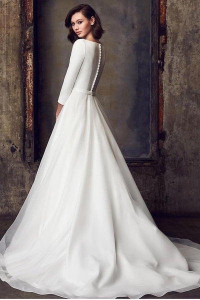 3/4 Sleeves Modest Wedding Dress for ...